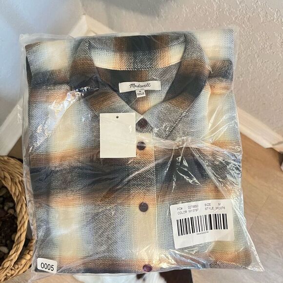 MADEWELL Flannel Westlake Plaid Shirt, Button Down, Medium (6/8) Brown/Black NWT - Picture 6 of 8